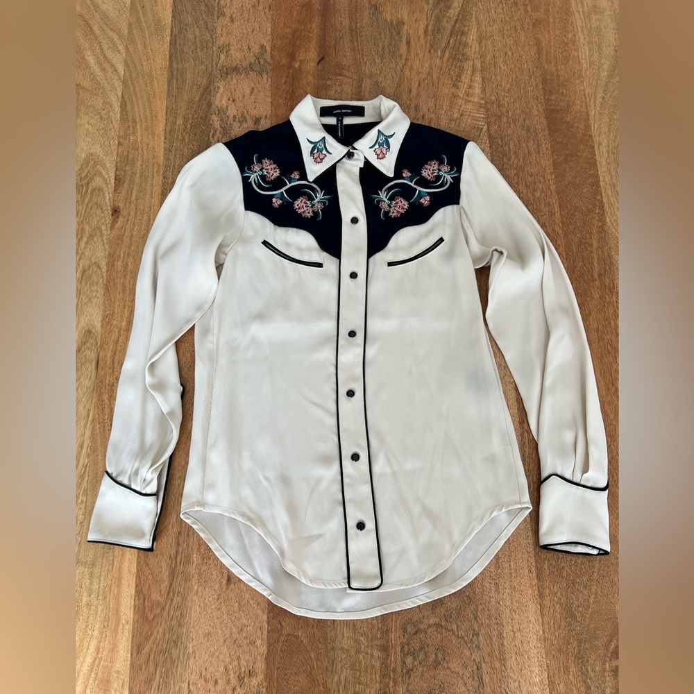 Isabel Marant Lauryn Embroidered Western Shirt FR36